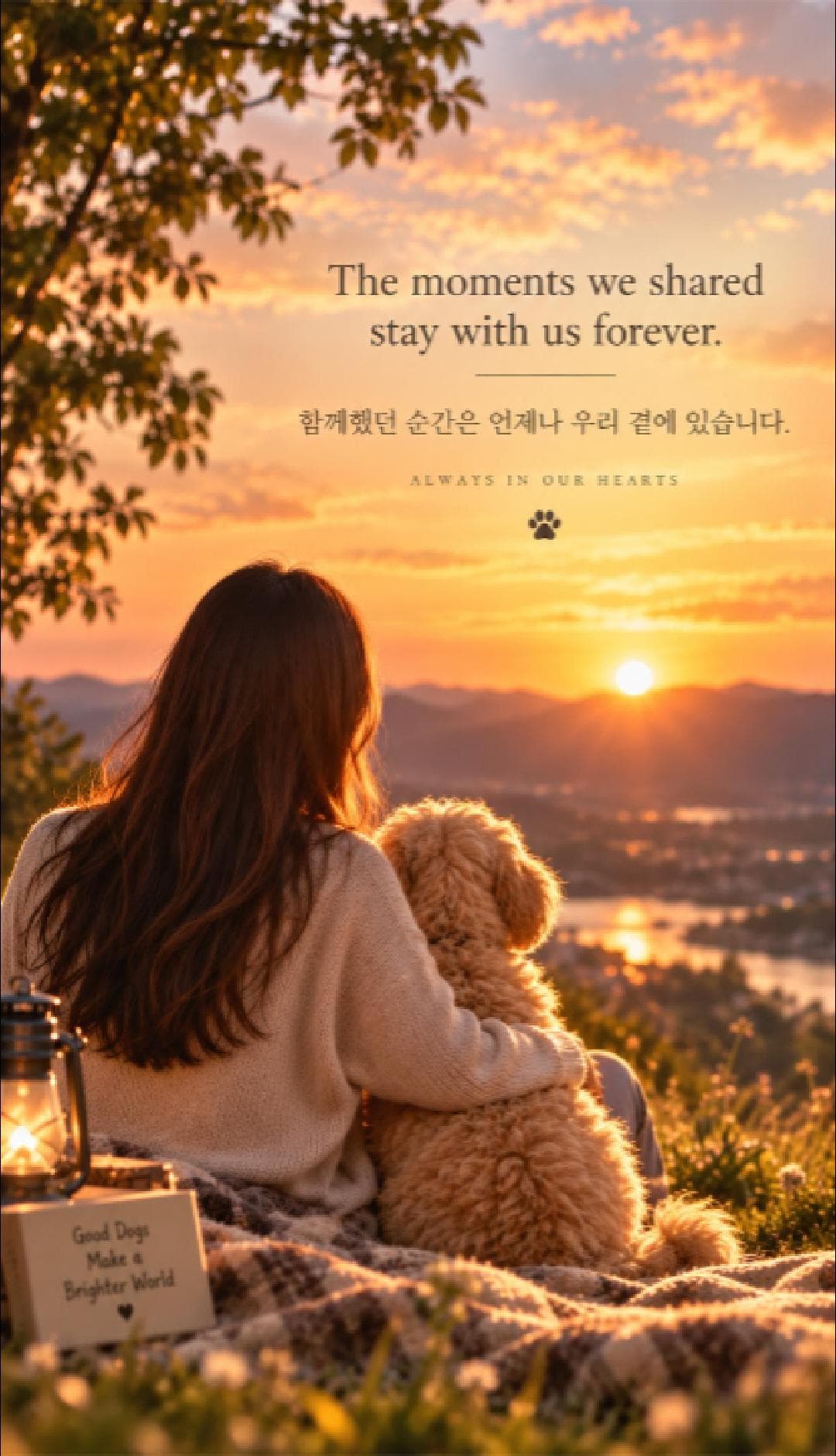 FourFeetz pet memorial film cover showing a person and dog watching the sunset together
