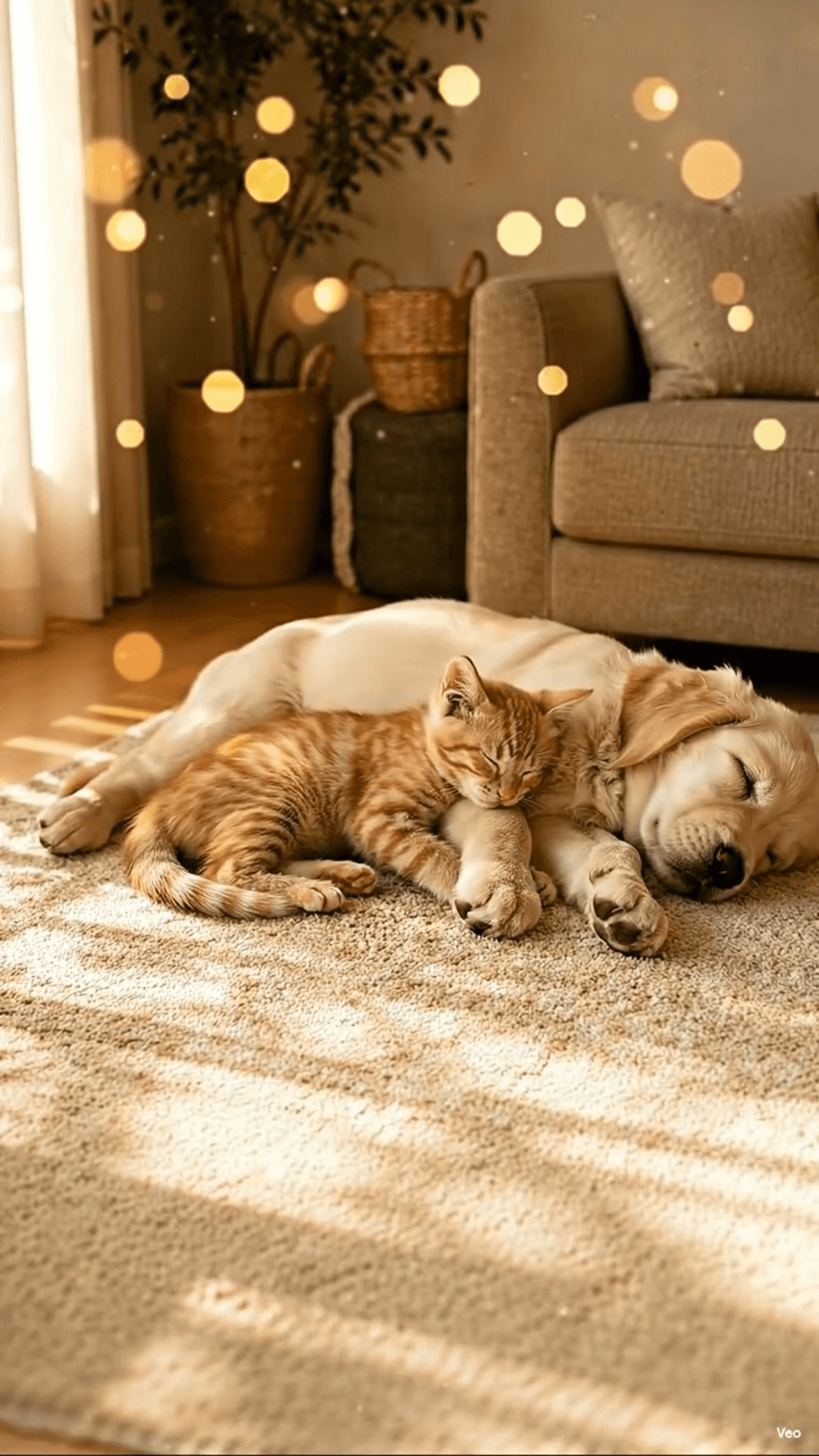 A Golden Retriever Fell Asleep… Then a Tiny Kitten Joined Him